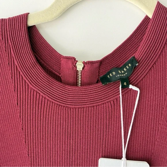 Ted Baker Llorna Skater Dress in Rich Burgundy, L NWT - Picture 3 of 6